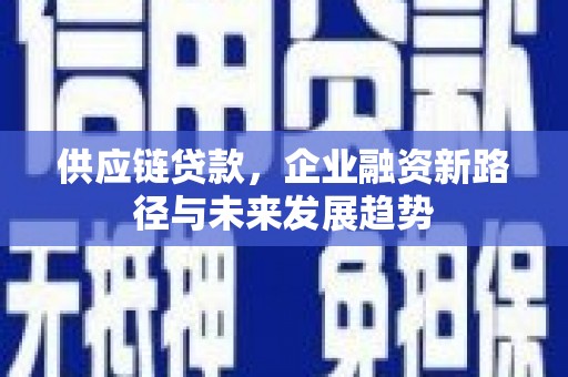 梅山供应链贷款，企业融资新路径与未来发展趋势